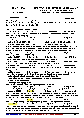 Đề thi thử THPT Quốc gia môn Hóa học năm 2017 - Mã đề 003