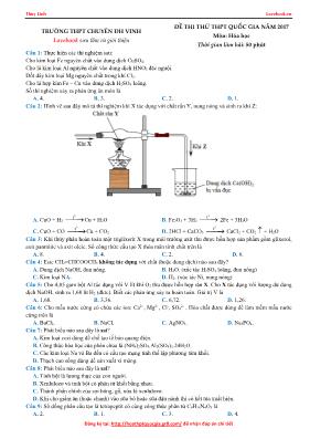 Đề thi thử THPT Quốc gia môn Hóa học năm 2017 - Trường THPT chuyên Đại học Vinh (Có đáp án)