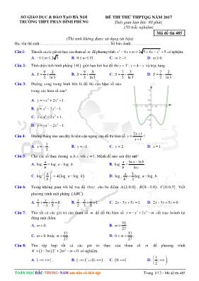 Đề thi thử THPT Quốc gia môn Toán năm 2017 - 