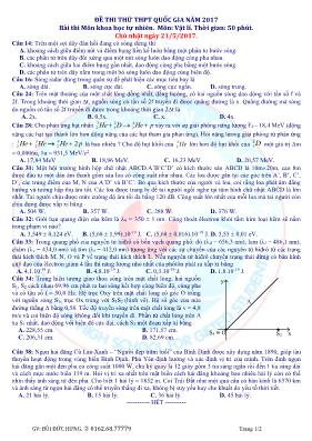 Đề thi thử THPT Quốc gia môn Vật lý - Bùi Đức Hưng