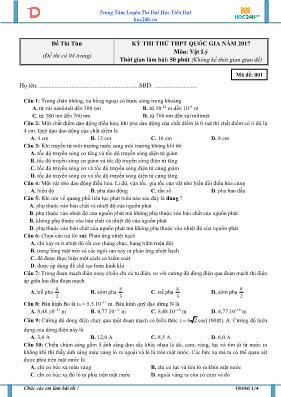 Đề thi thử THPT Quốc gia môn Vật lý năm 2017 - Mã đề 001