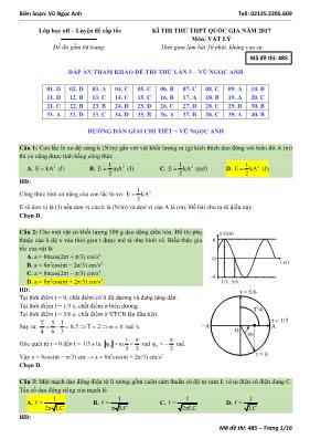 Đề thi thử THPT Quốc gia môn Vật lý năm 2017 - Vũ Ngọc Anh Đề thi thử THPT Quốc gia môn Vật lý năm 2017 - Vũ Ngọc Anh