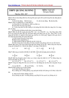 Đề thi thử THPT Quốc gia môn Vật lý - Năm học 2016-2017 - Trường THPT Quãng Xương