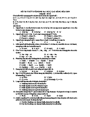 Đề thi thử tuyển sinh Đại học & Cao đẳng môn Hóa học năm 2009 (Có đáp án)