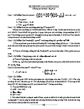 Đề thi thử tuyển sinh Lớp 10 THPT môn Toán (Có đáp án)