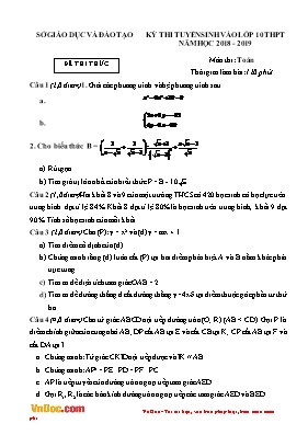 Đề thi thử tuyển sinh Lớp 10 THPT môn Toán - Năm học 2018-2019