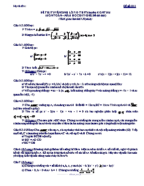 Đề thi thử tuyển sinh vào Lớp 10 THPT chuyên Kon Tum môn Toán - Đề số 011 - Năm học 2017-2018