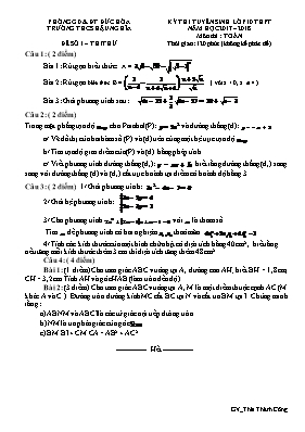 Đề thi thử tuyển sinh vào Lớp 10 THPT môn Toá
