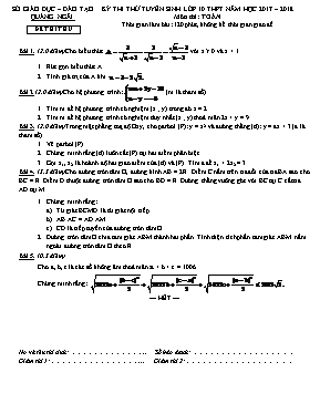 Đề thi thử tuyển sinh vào Lớp 10 THPT môn Toán - Năm học 2017-2018 - Sở GD & ĐT Quảng Ngãi