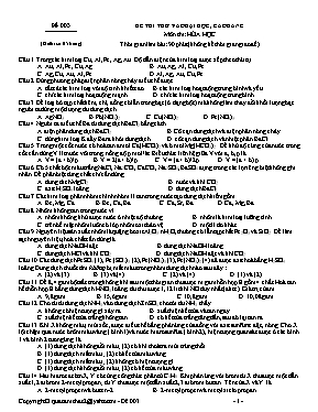 Đề thi thử vào Đại học, Cao đẳng môn Hóa học - Đề 003