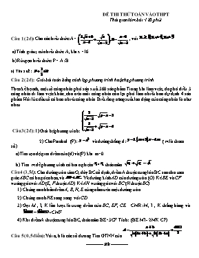 Đề thi thử vào Lớp 10 môn Toán (Có đáp án)