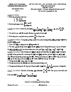 Đề thi thử vào Lớp 10 THPT môn Toán - Đề A - Năm học 2017-2018 - Trường THPT Đào Duy Từ