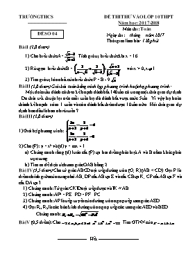 Đề thi thử vào Lớp 10 THPT môn Toán - Đề số 04 - Năm học 2017-2018