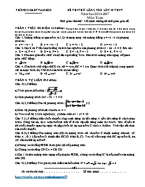 Đề thi thử vào Lớp 10 THPT môn Toán lần 2 - Năm học 2016-2017 - Phòng Giáo dục & Đào tạo Tam Đảo (Có đáp án)
