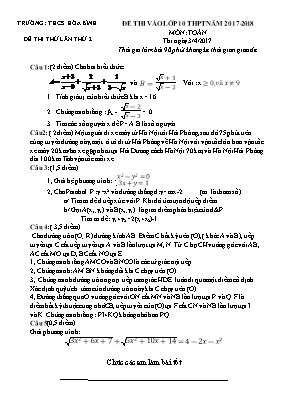 Đề thi thử vào Lớp 10 THPT môn Toán lần 2 - N