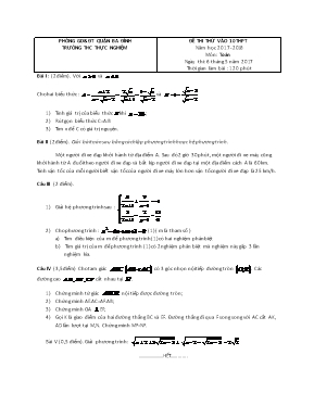 Đề thi thử vào Lớp 10 THPT môn Toán - Năm học