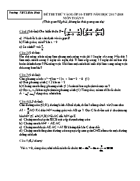 Đề thi thử vào Lớp 10 THPT môn Toán - Năm học
