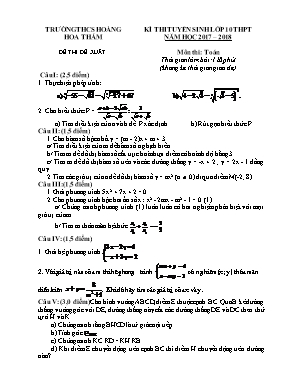 Đề thi thử vào Lớp 10 THPT môn Toán - Năm học 2017-2018 - Trường THCS Hoàng Hoa Thám (Có đáp án)