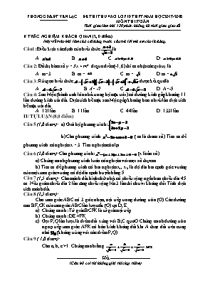 Đề thi thử vào Lớp 10 Trung học phổ thông môn Toán - Năm học 2017-2018 - Phòng GD & ĐT Yên Lạc (Có đáp án)