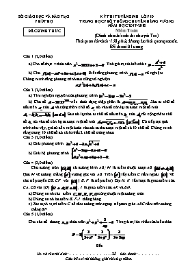 Đề thi tuyển sinh Lớp 10 THPT chuyên Hùng Vương môn Toán - Năm học 2017-2018 - Sở GD & ĐT Phú Thọ