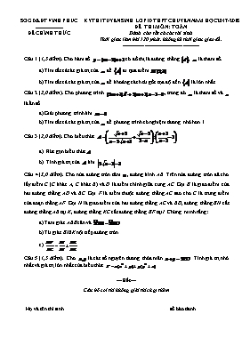 Đề thi tuyển sinh Lớp 10 THPT chuyên môn Toán