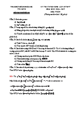 Đề thi tuyển sinh Lớp 10 THPT môn Toán - Đề số 01 - Năm học 2016-2017 - Trường THCS Ninh Giang