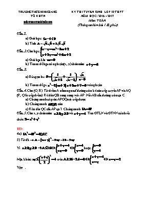 Đề thi tuyển sinh Lớp 10 THPT môn Toán - Đề số 02 - Năm học 2016-2017 - Trường THCS Ninh Giang