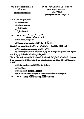 Đề thi tuyển sinh Lớp 10 THPT môn Toán - Đề số 03 - Năm học 2016-2017 - Trường THCS Ninh Giang