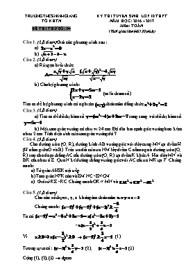 Đề thi tuyển sinh Lớp 10 THPT môn Toán - Đề số 04 - Năm học 2016-2017 - Trường THCS Ninh Giang