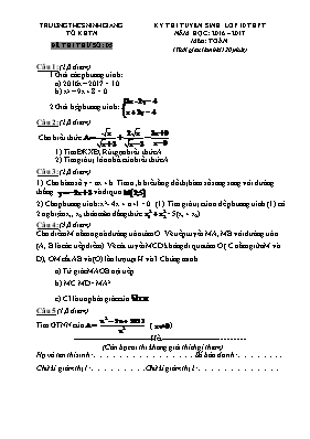 Đề thi tuyển sinh Lớp 10 THPT môn Toán - Đề số 05 - Năm học 2016-2017 - Trường THCS Ninh Giang