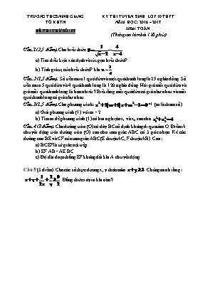 Đề thi tuyển sinh Lớp 10 THPT môn Toán - Đề số 07 - Năm học 2016-2017 - Trường THCS Ninh Giang (Có đáp án)