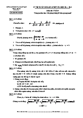 Đề thi tuyển sinh Lớp 10 THPT môn Toán - Năm học 2011-2012 - Sở GD & ĐT Thái Bình (Có đáp án)
