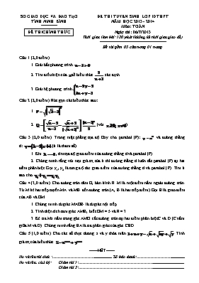 Đề thi tuyển sinh Lớp 10 THPT môn Toán - Năm 