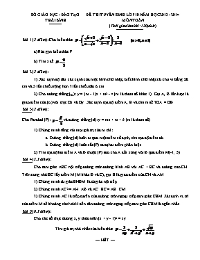 Đề thi tuyển sinh Lớp 10 THPT môn Toán - Năm 