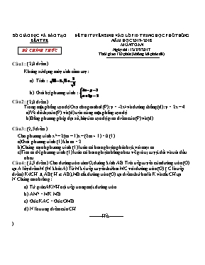 Đề thi tuyển sinh Lớp 10 THPT môn Toán - Năm học 2017-2018 - Sở GD & ĐT Bến Tre