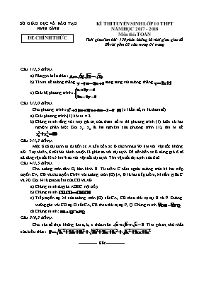 Đề thi tuyển sinh Lớp 10 THPT môn Toán - Năm 