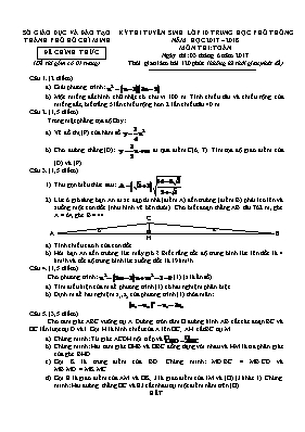 Đề thi tuyển sinh Lớp 10 THPT môn Toán - Năm 