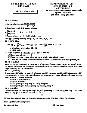 Đề thi tuyển sinh Lớp 10 THPT môn Toán - Năm 