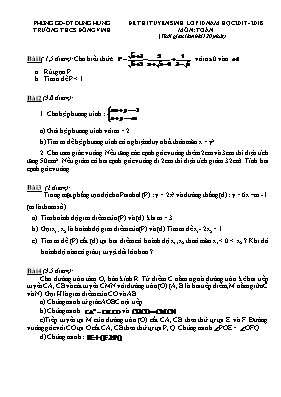 Đề thi tuyển sinh Lớp 10 THPT môn Toán - Năm 