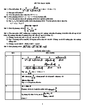 Đề thi tuyển sinh Lớp 10 THPT môn Toán - Sở GD & ĐT Nam Định (Có đáp án)