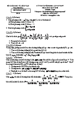 Đề thi tuyển sinh vào Lớp 10 môn Toán - Năm h
