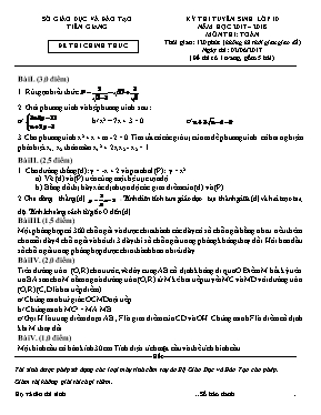 Đề thi tuyển sinh vào Lớp 10 môn Toán - Năm h