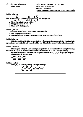 Đề thi tuyển sinh vào Lớp 10 môn Toán - Năm h