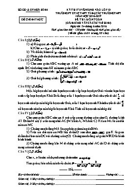 Đề thi tuyển sinh vào Lớp 10 PT DTNT THPT môn Toán (Dành cho tất cả các thí sinh) - Năm học 2016-2017 - Sở GD & ĐT Hòa Bình (Có đáp án)
