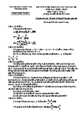 Đề thi tuyển sinh vào Lớp 10 THPT chuyên môn Toán - Vòng 1 - Năm học 2009-2010 - Sở GD & ĐT Ninh Bình (Có đáp án)