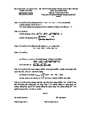 Đề thi tuyển sinh vào Lớp 10 THPT môn Toán (Chuyên) - Năm học 2009-2010 - Sở GD & ĐT Phú Yên (Có đáp án)