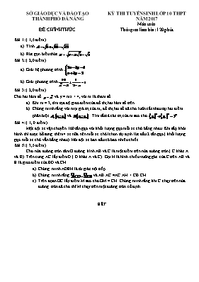 Đề thi tuyển sinh vào Lớp 10 THPT môn Toán nă