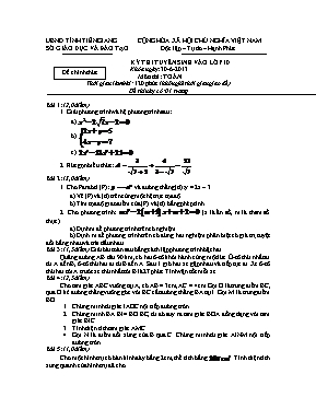 Đề thi tuyển sinh vào Lớp 10 THPT môn Toán - Năm học 2013-2014 - Sở Giáo dục & Đào tạo Tiền Giang