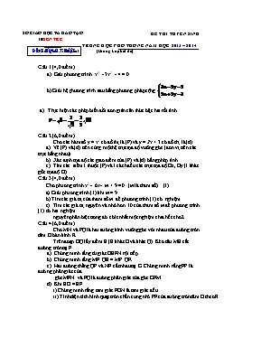 Đề thi tuyển sinh vào Lớp 10 THPT môn Toán - Năm học 2013-2014 - Sở Giáo dục & Đào tạo Bến Tre