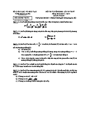Đề thi tuyển sinh vào Lớp 10 THPT môn Toán - Năm học 2013-2014 - Sở Giáo dục & Đào tạo Hậu Giang